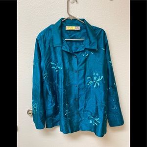 ANU Embroidered Raw Silk Shirt Jacket (XL)